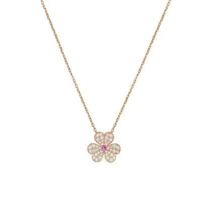 [⭐Mirelle]FRIVOLE ROSE GOLD FLOWER DIAMOND NECKLACE