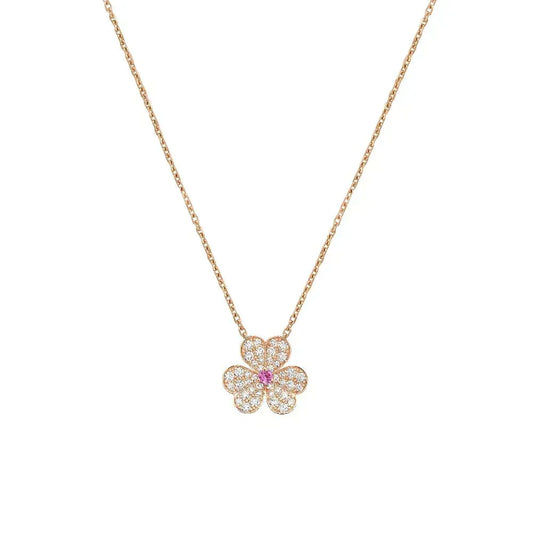 [⭐Mirelle]FRIVOLE ROSE GOLD FLOWER DIAMOND NECKLACE