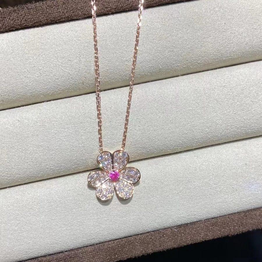 [⭐Mirelle]FRIVOLE ROSE GOLD FLOWER DIAMOND NECKLACE