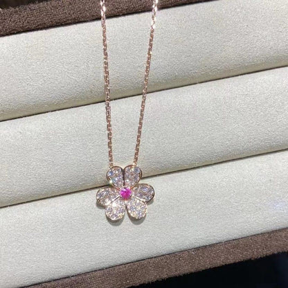 [⭐Mirelle]FRIVOLE ROSE GOLD FLOWER DIAMOND NECKLACE