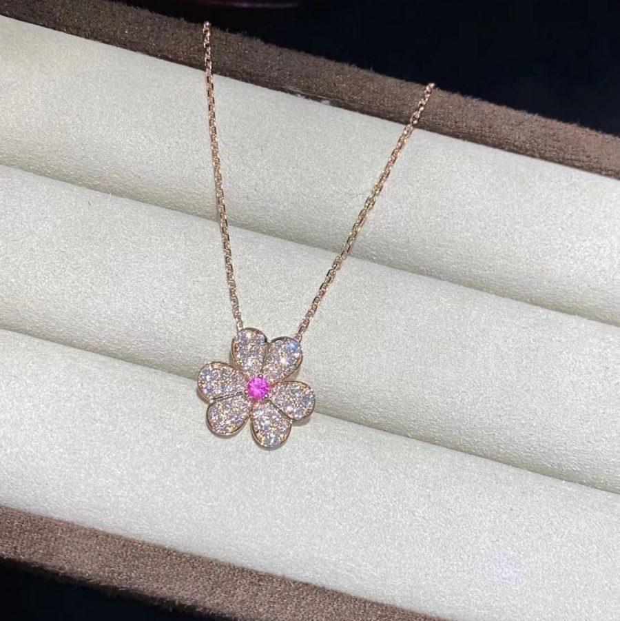 [⭐Mirelle]FRIVOLE ROSE GOLD FLOWER DIAMOND NECKLACE