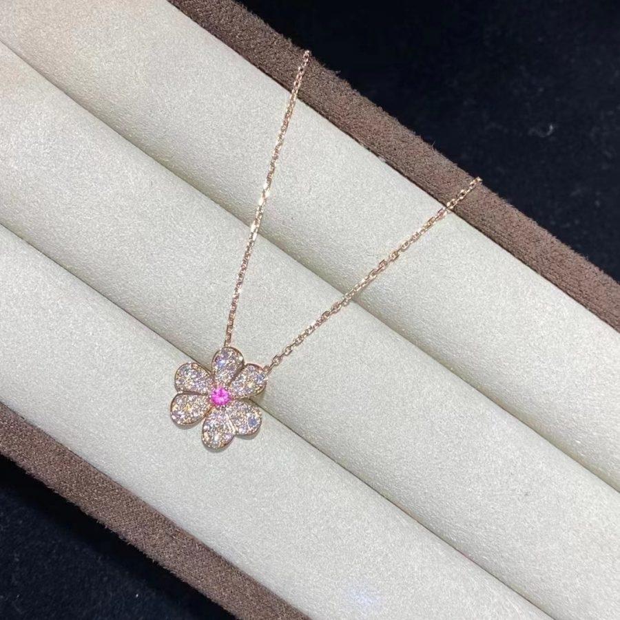 [⭐Mirelle]FRIVOLE ROSE GOLD FLOWER DIAMOND NECKLACE