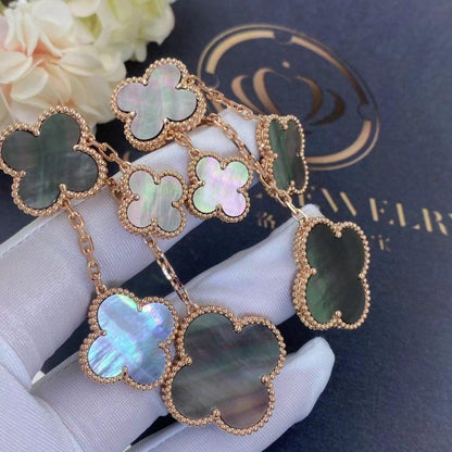 [⭐Mirelle]CLOVER EARRINGS DARK MOP 4 MOTIFS ROSE GOLD