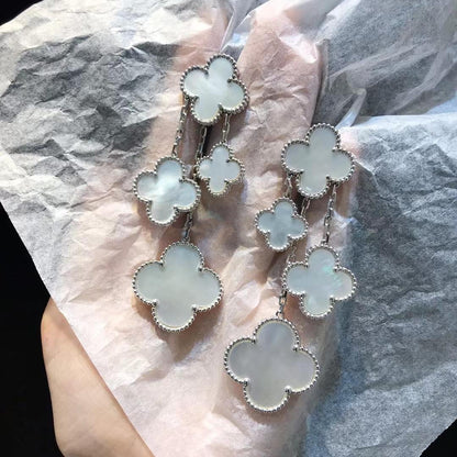 [⭐Mirelle]CLOVER EARRINGS WHITE MOP 4 MOTIFS SILVER