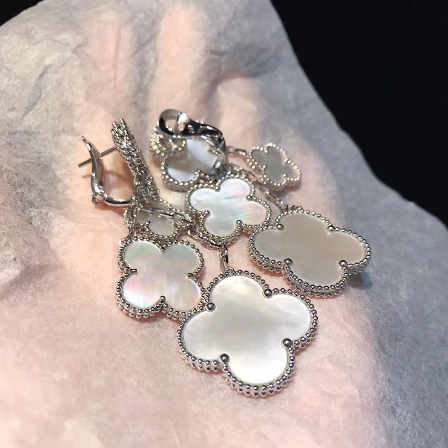 [⭐Mirelle]CLOVER EARRINGS WHITE MOP 4 MOTIFS SILVER