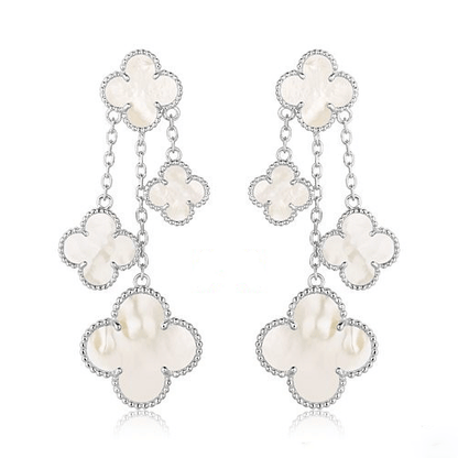 [⭐Mirelle]CLOVER EARRINGS WHITE MOP 4 MOTIFS SILVER