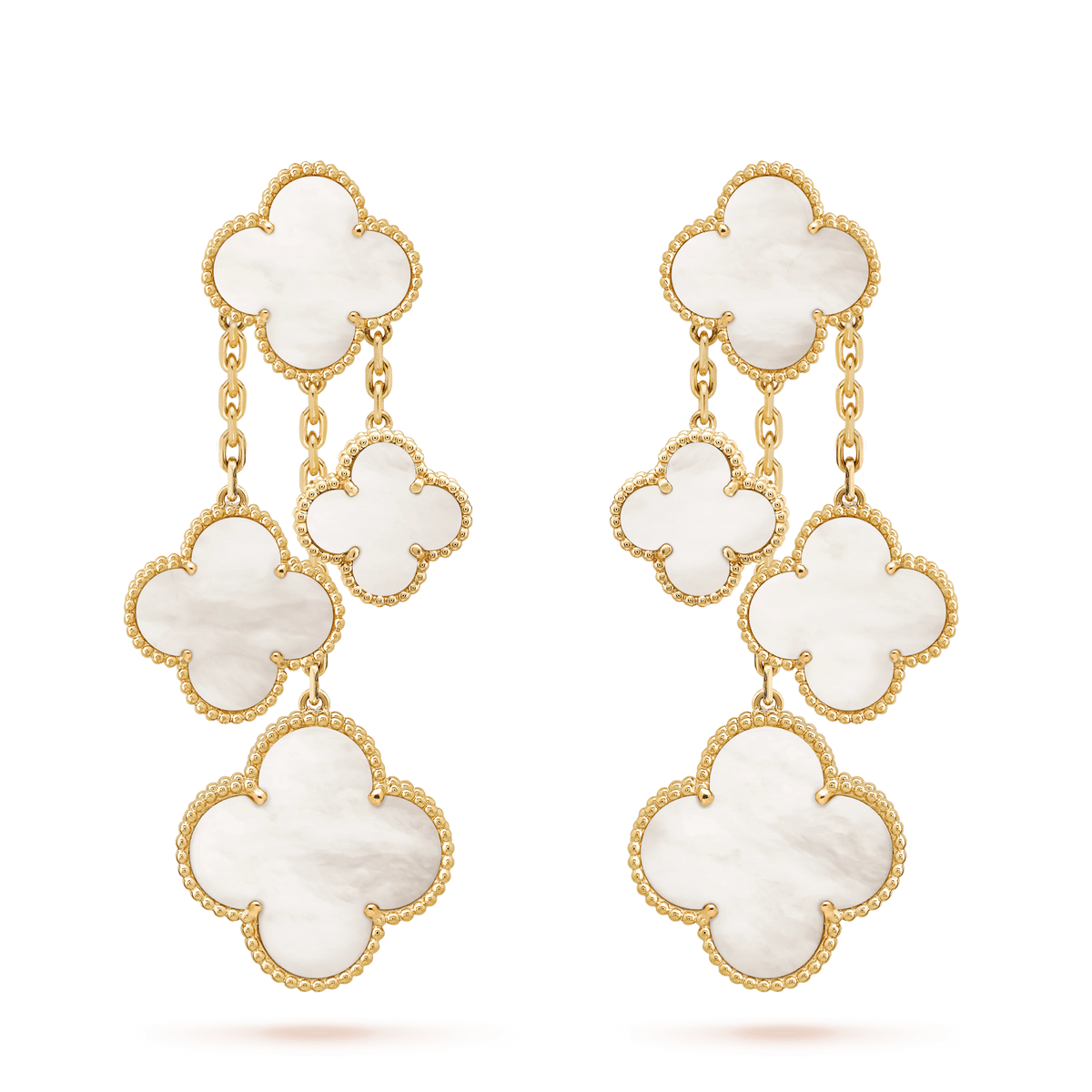 [⭐Mirelle]CLOVER EARRINGS WHITE MOP 4 MOTIFS GOLD
