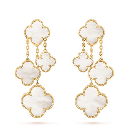 [⭐Mirelle]CLOVER EARRINGS WHITE MOP 4 MOTIFS GOLD