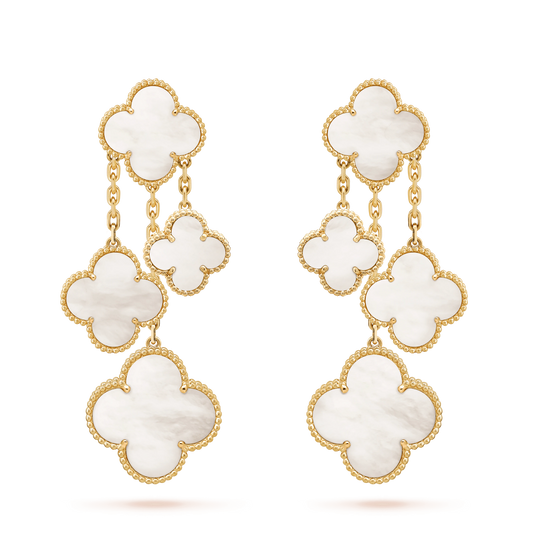 [⭐Mirelle]CLOVER EARRINGS WHITE MOP 4 MOTIFS GOLD