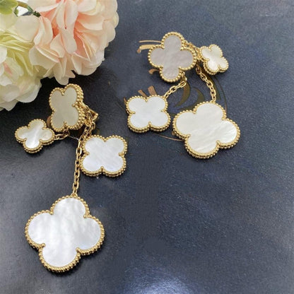 [⭐Mirelle]CLOVER EARRINGS WHITE MOP 4 MOTIFS GOLD