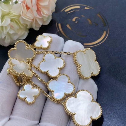 [⭐Mirelle]CLOVER EARRINGS WHITE MOP 4 MOTIFS GOLD