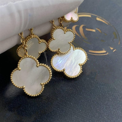 [⭐Mirelle]CLOVER EARRINGS WHITE MOP 4 MOTIFS GOLD
