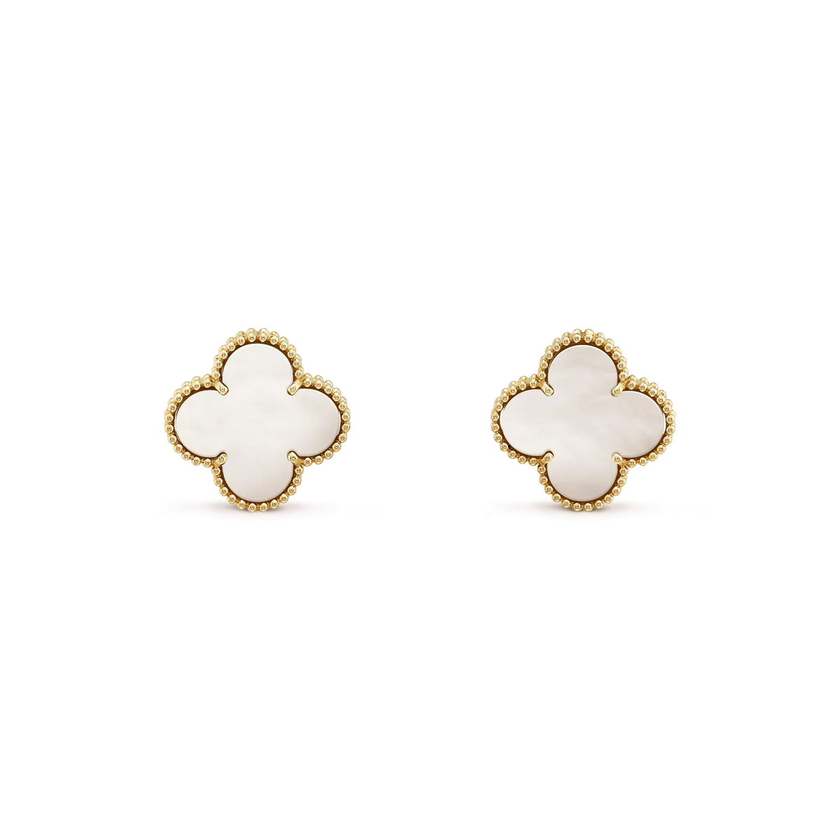 [⭐Mirelle]CLOVER MEDIUM 1 MOTIFS  WHITE MOP STUD EARRINGS