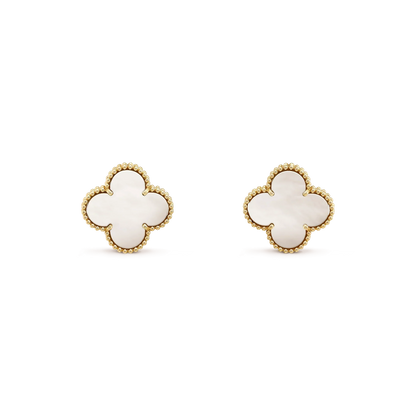 [⭐Mirelle]CLOVER MEDIUM 1 MOTIFS  WHITE MOP STUD EARRINGS