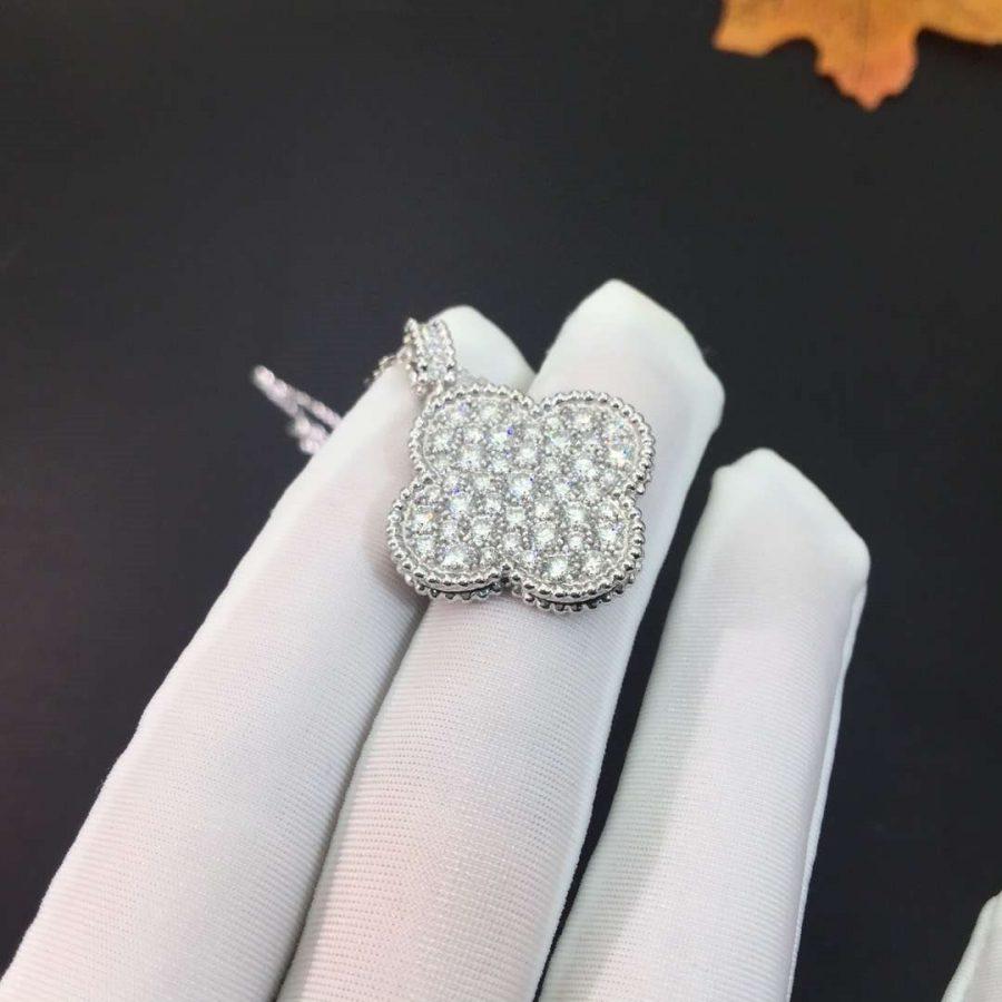 [⭐Mirelle]CLOVER 25MM SILVER FULL DIAMOND BIG CLOVER NECKLACE