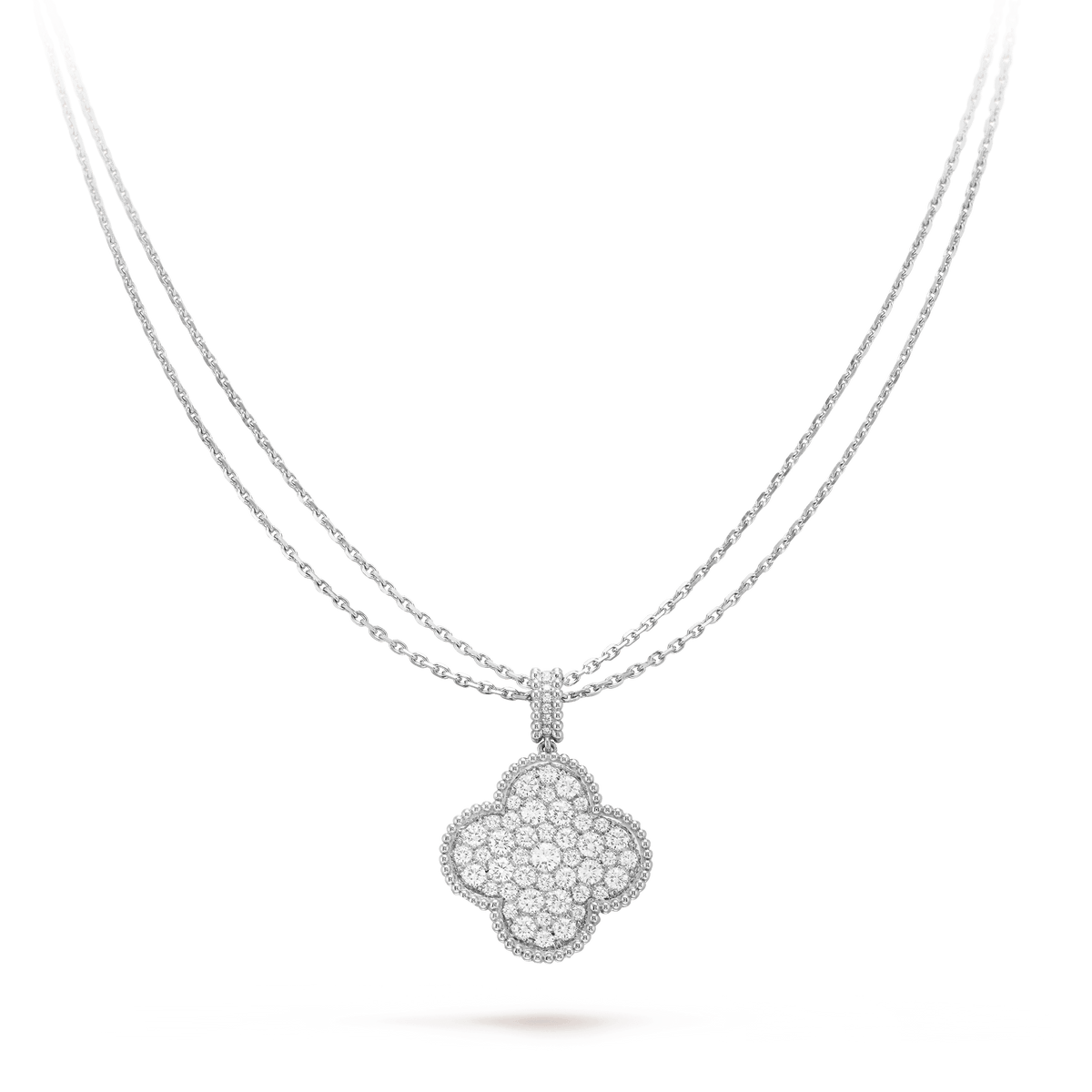 [⭐Mirelle]CLOVER 25MM SILVER FULL DIAMOND BIG CLOVER NECKLACE