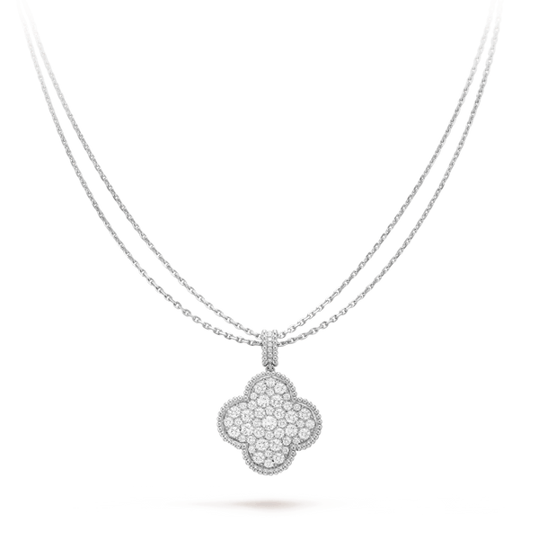 [⭐Mirelle]CLOVER 25MM SILVER FULL DIAMOND BIG CLOVER NECKLACE