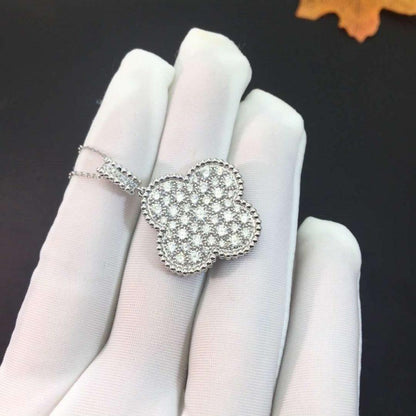 [⭐Mirelle]CLOVER 25MM SILVER FULL DIAMOND BIG CLOVER NECKLACE