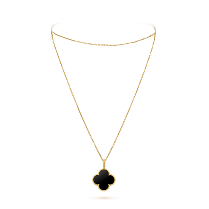 [⭐Mirelle]CLOVER 25MM GOLD ONYX BIG CLOVER NECKLACE