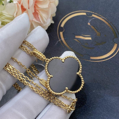 [⭐Mirelle]CLOVER 25MM GOLD ONYX BIG CLOVER NECKLACE