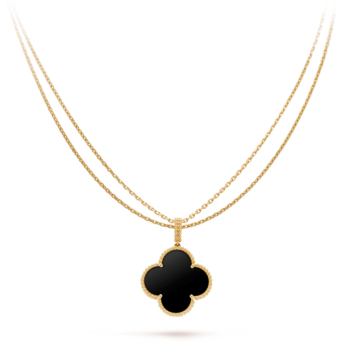 [⭐Mirelle]CLOVER 25MM GOLD ONYX BIG CLOVER NECKLACE