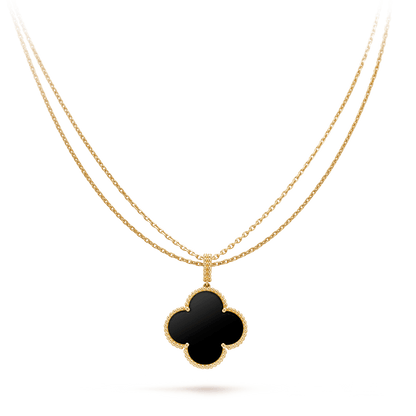 [⭐Mirelle]CLOVER 25MM GOLD ONYX BIG CLOVER NECKLACE