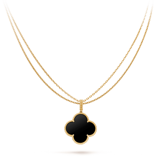 [⭐Mirelle]CLOVER 25MM GOLD ONYX BIG CLOVER NECKLACE