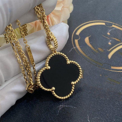 [⭐Mirelle]CLOVER 25MM GOLD ONYX BIG CLOVER NECKLACE