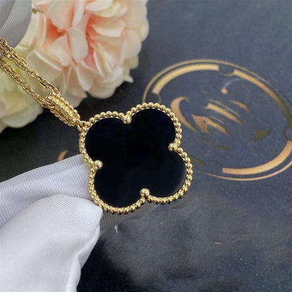 [⭐Mirelle]CLOVER 25MM GOLD ONYX BIG CLOVER NECKLACE