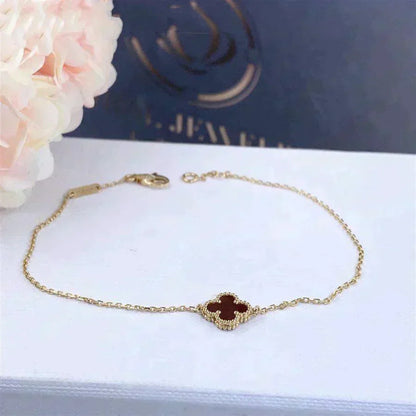 [⭐Mirelle]CLOVER  CARNELIAN SINGLE FLOWER BRACELET
