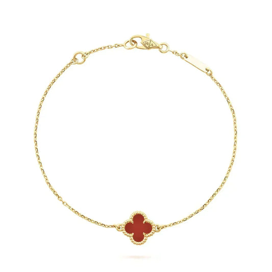 [⭐Mirelle]CLOVER  CARNELIAN SINGLE FLOWER BRACELET