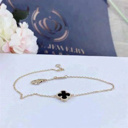 [⭐Mirelle]CLOVER ONYX SINGLE FLOWER BRACELET