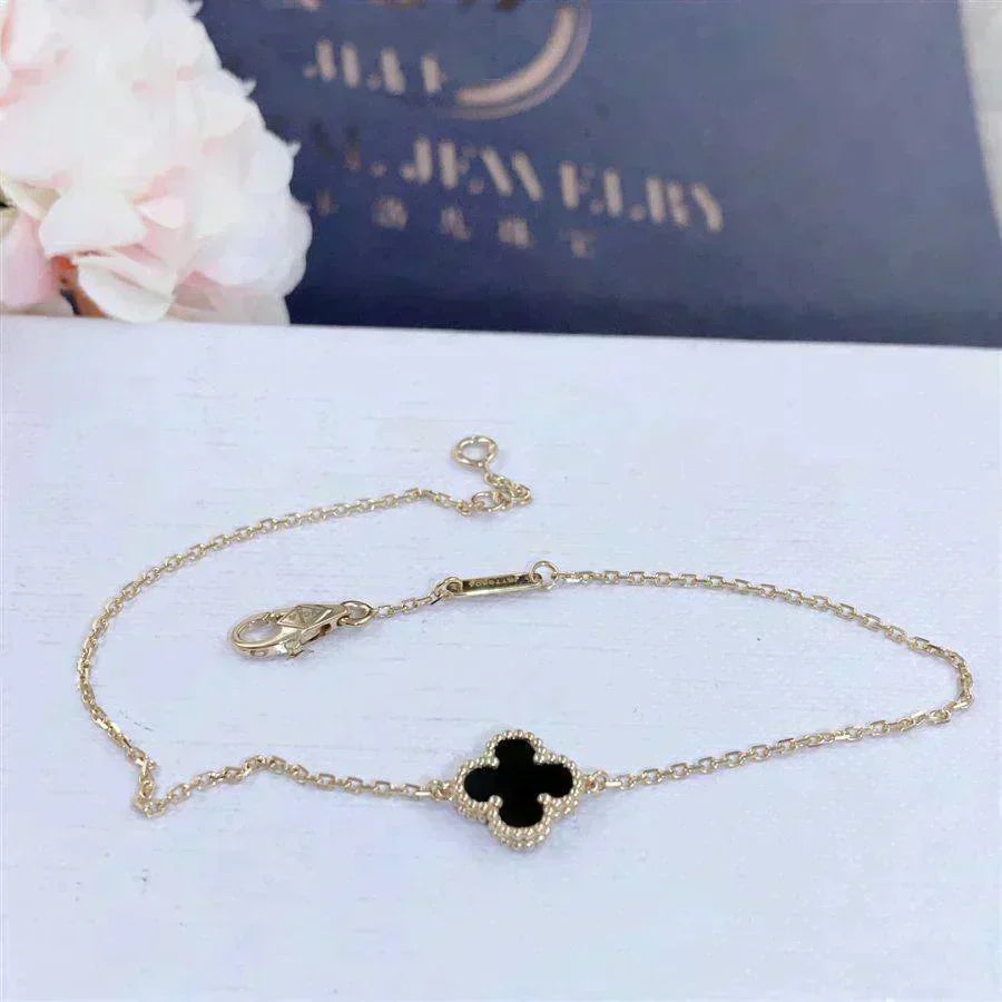 [⭐Mirelle]CLOVER ONYX SINGLE FLOWER BRACELET