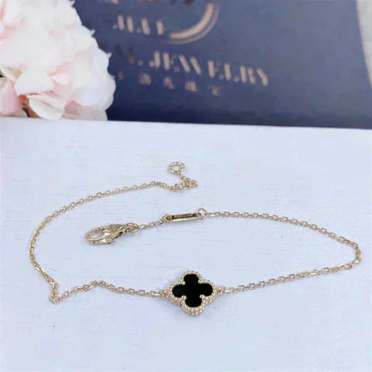 [⭐Mirelle]CLOVER ONYX SINGLE FLOWER BRACELET