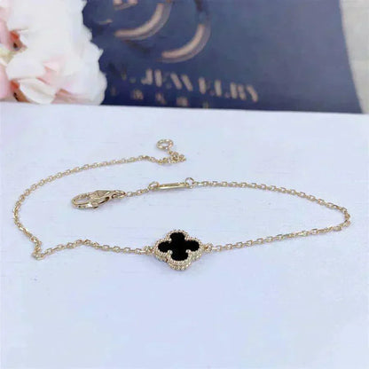 [⭐Mirelle]CLOVER ONYX SINGLE FLOWER BRACELET