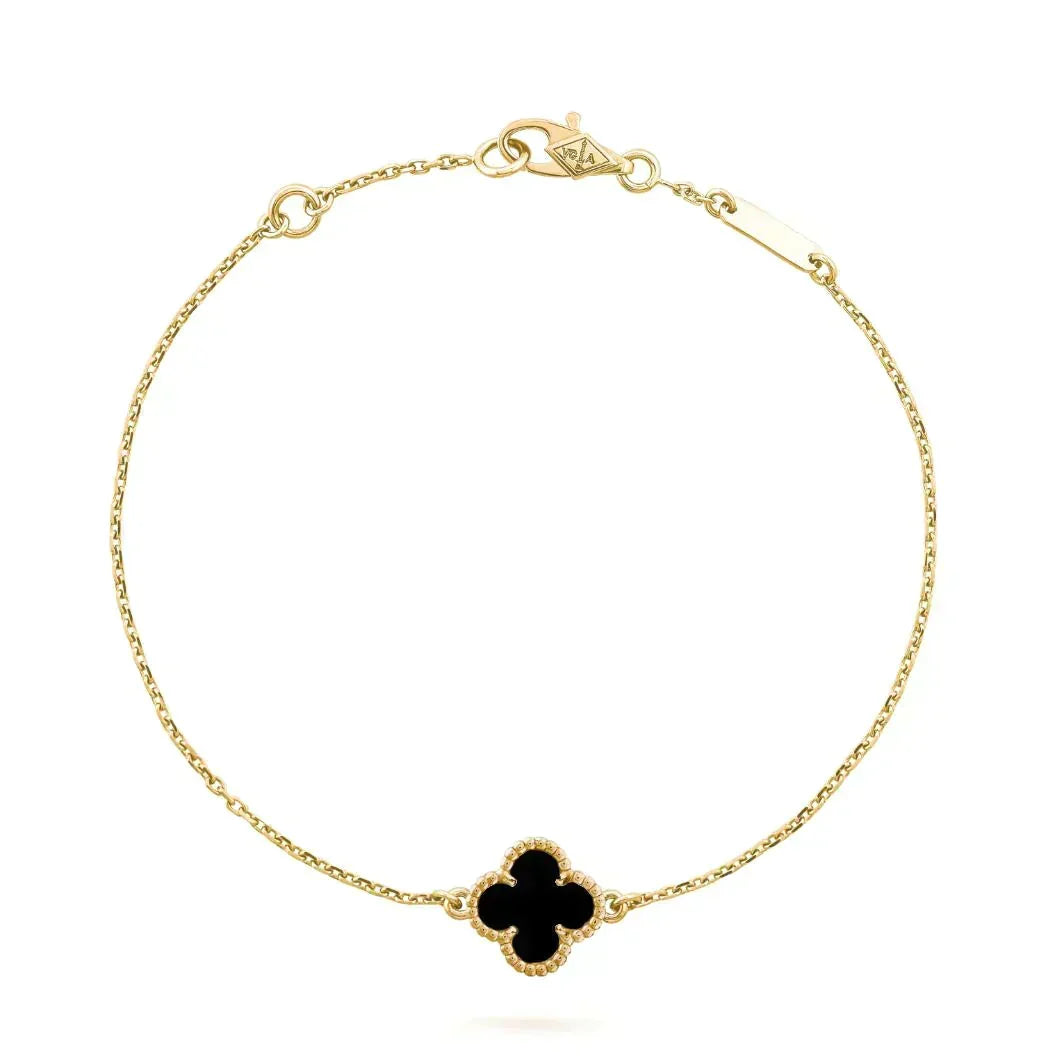 [⭐Mirelle]CLOVER ONYX SINGLE FLOWER BRACELET