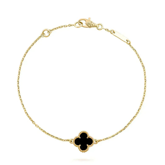 [⭐Mirelle]CLOVER ONYX SINGLE FLOWER BRACELET