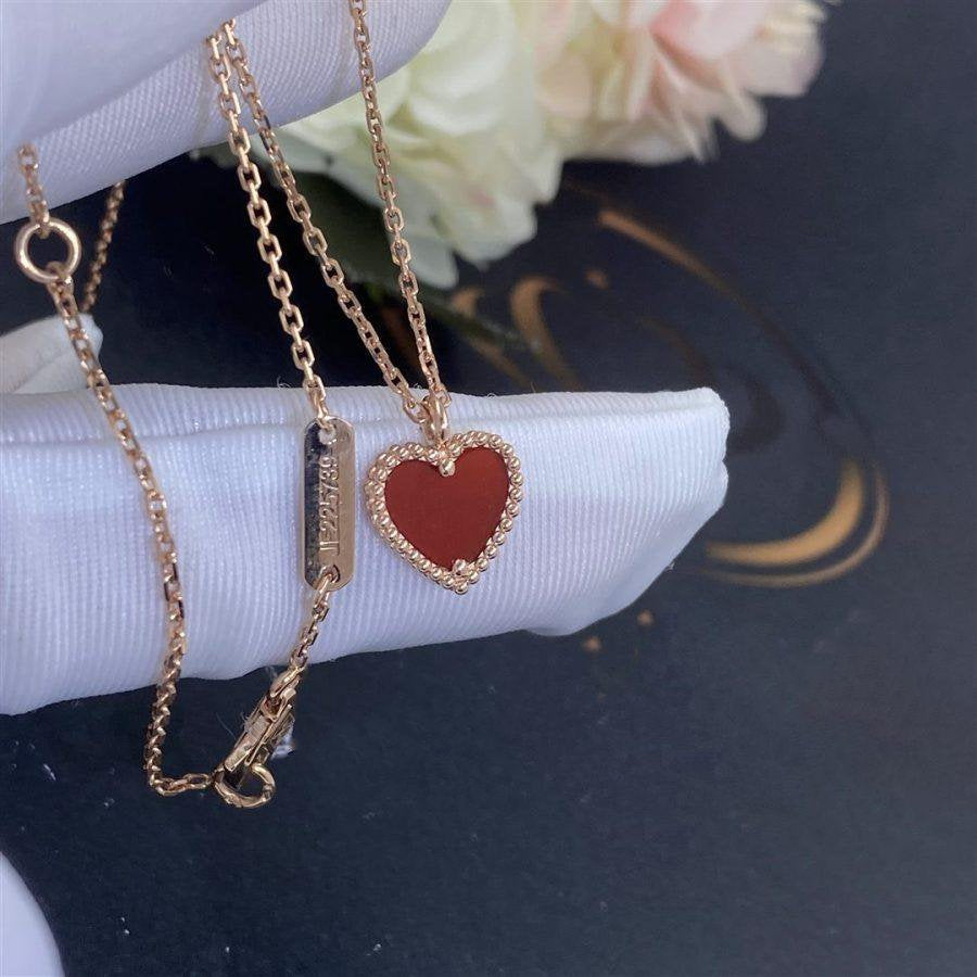 [⭐Mirelle]SWEET CLOVER CARNELIAN HEART NECKLACE