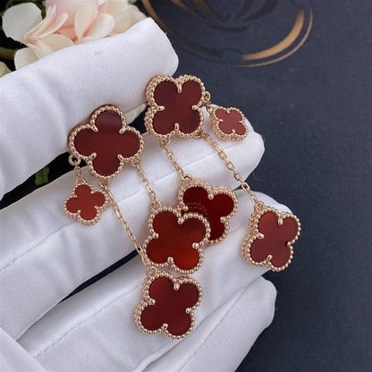 [⭐Mirelle]CLOVER EARRINGS CARNELIAN 4 MOTIFS PINK GOLD