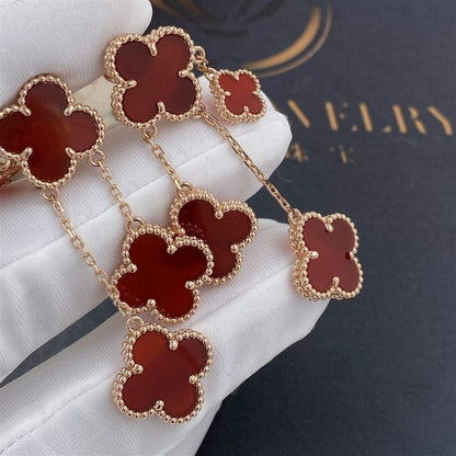 [⭐Mirelle]CLOVER EARRINGS CARNELIAN 4 MOTIFS PINK GOLD