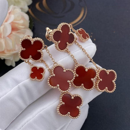 [⭐Mirelle]CLOVER EARRINGS CARNELIAN 4 MOTIFS PINK GOLD