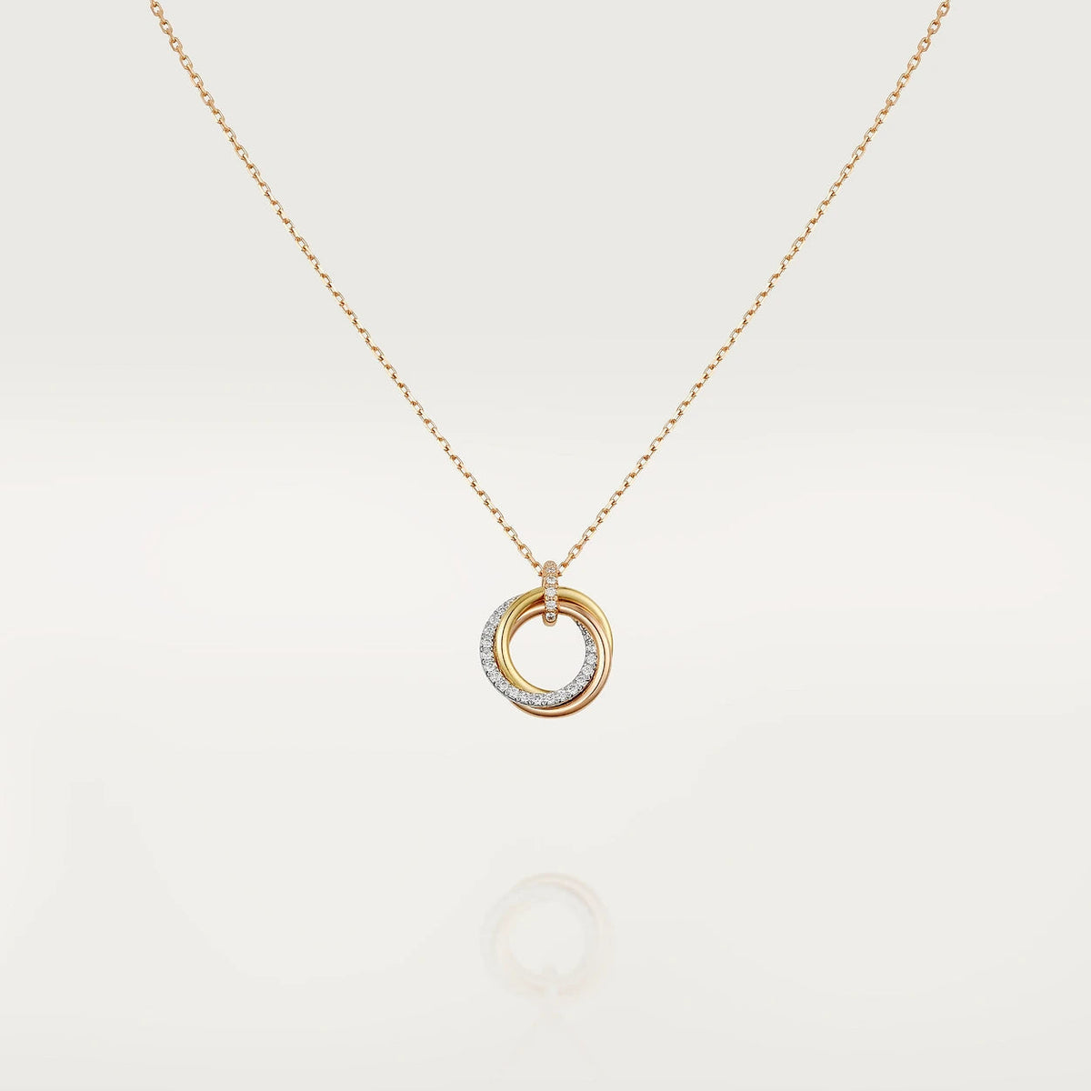 [⭐Mirelle]TRINITY NECKLACE SILVER GOLD PINK GOLD DIAMONDS
