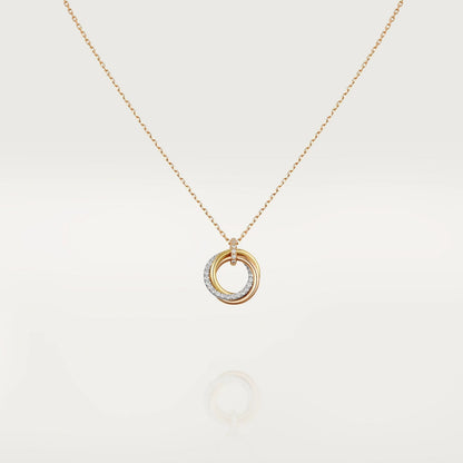 [⭐Mirelle]TRINITY NECKLACE SILVER GOLD PINK GOLD DIAMONDS