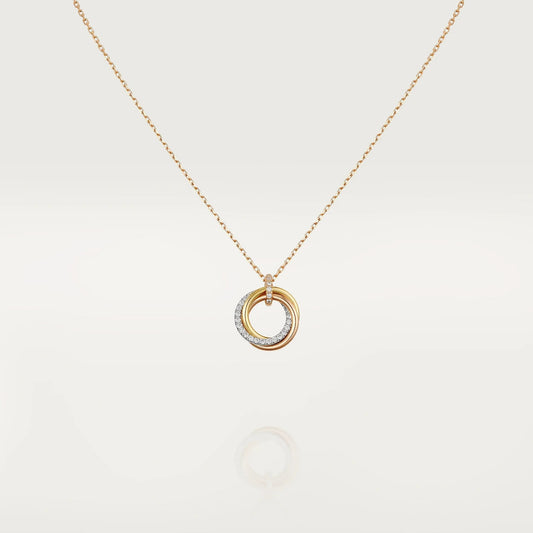 [⭐Mirelle]TRINITY NECKLACE SILVER GOLD PINK GOLD DIAMONDS