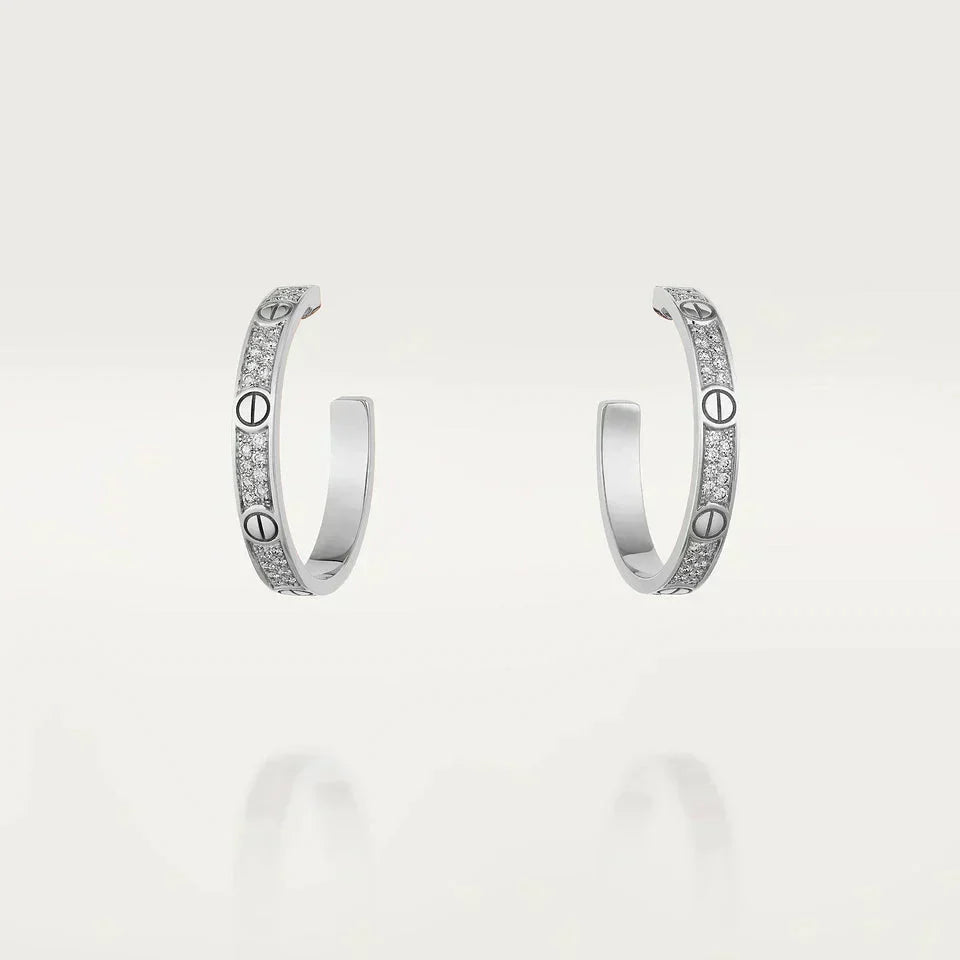 [⭐Mirelle]LOVE DIAMOND SILVER HOOP EARRINGS