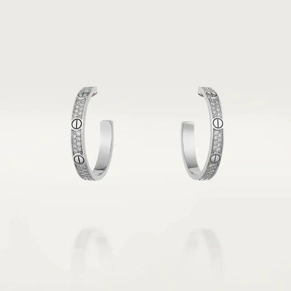 [⭐Mirelle]LOVE DIAMOND SILVER HOOP EARRINGS