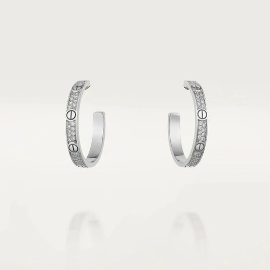 [⭐Mirelle]LOVE DIAMOND SILVER HOOP EARRINGS