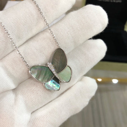 [⭐Mirelle]LARGE BUTTERFLY SILVER PENDANT DIAMOND NECKLACE