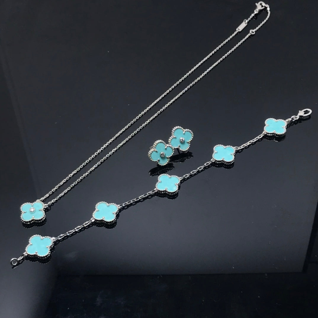 [⭐Mirelle]CLOVER 1 DIAMOND BLUE SKY SILVER EARRINGS