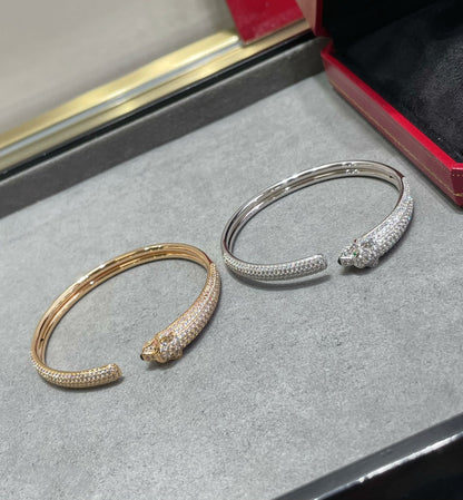 [⭐Mirelle]PANTHERE FULL DIAMOND OPEN BRACELET